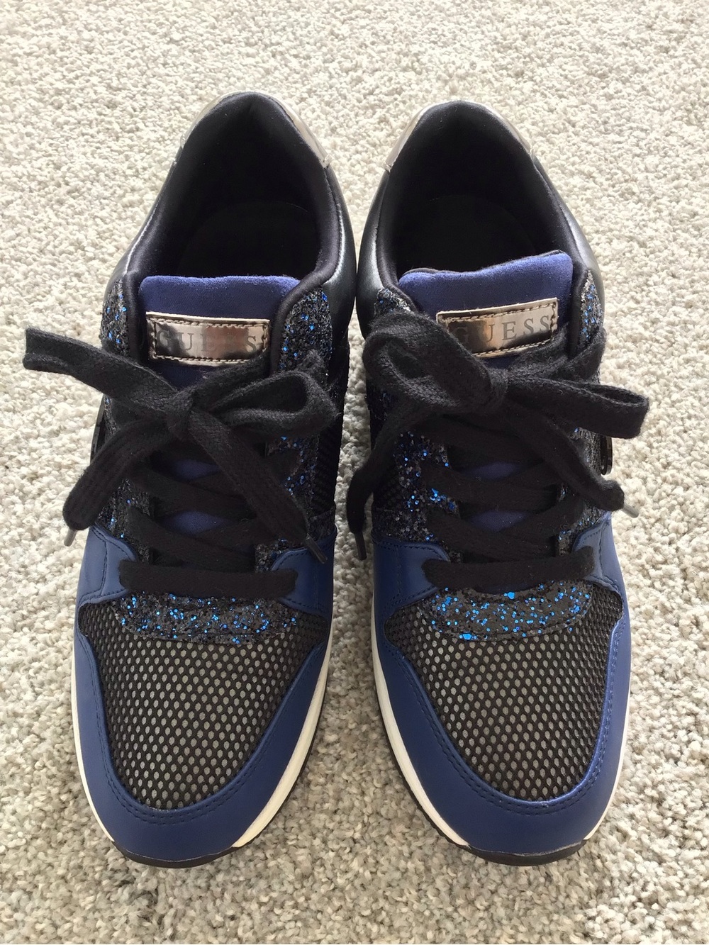 GUESS Glittery Navy/Black/White Women’s Sneaker with Mesh, size EUR 39